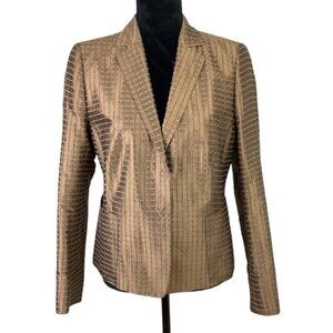 AKRIS SILK COPPER BRONZE BLAZER 10